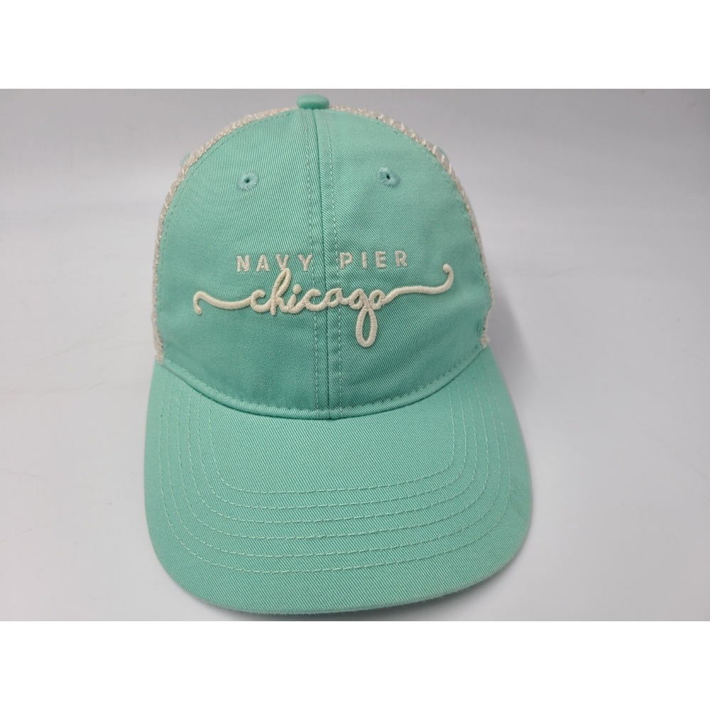 Women Navy Pier Chicago Script Legacy Mesh Trucker Snapback Hat Cap Casual Mint